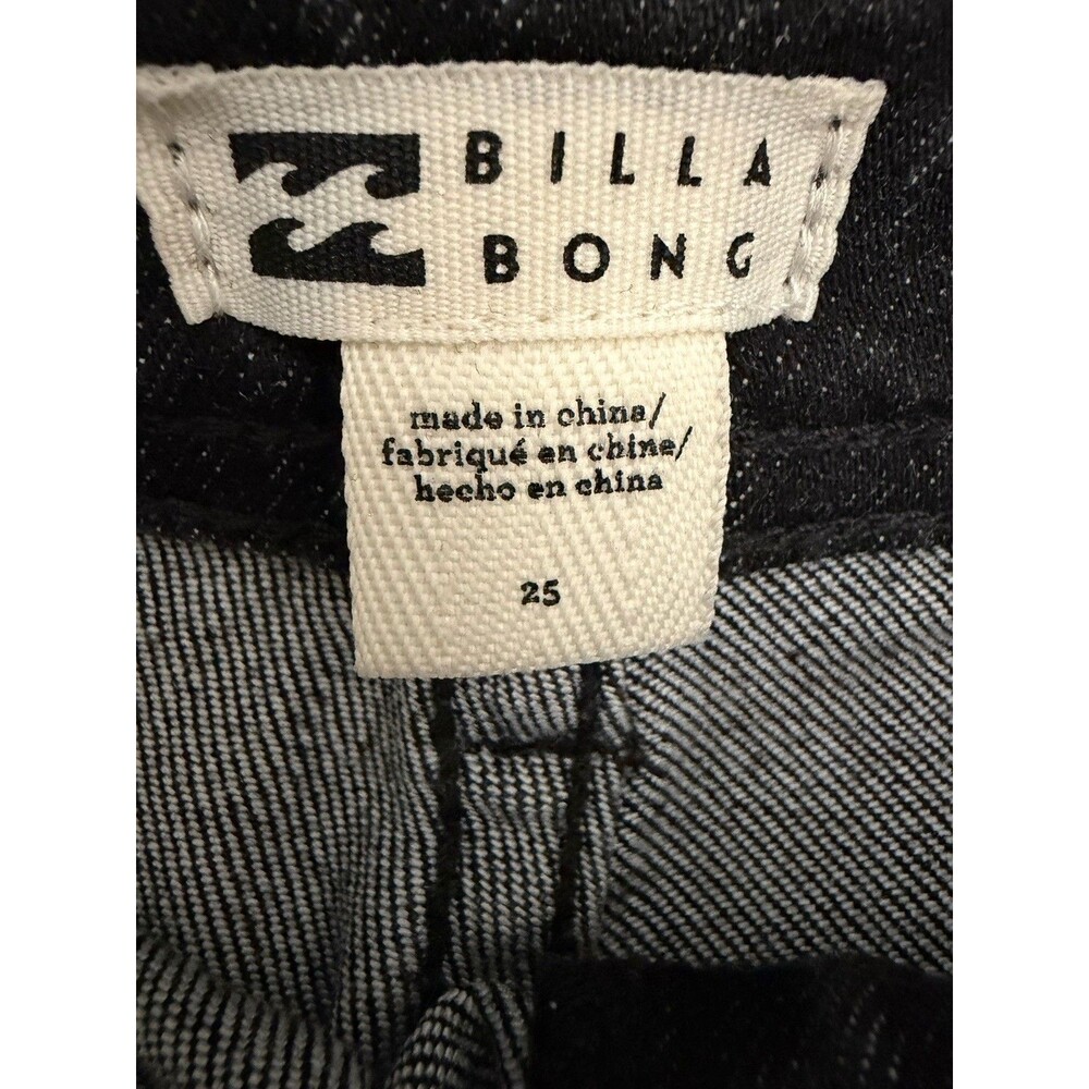 Billabong Jeans Free Fall Wide Leg Black, Women Sz 25 High-Waist Flare Raw Hem - Picture 7 of 11